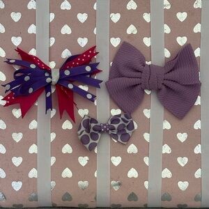 Purple and Red Bow Set for Kids